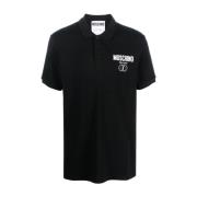 Moschino Svart Polo Skjorta med Logotryck Black, Herr
