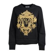 Versace Jeans Couture Svart Barock Kristall Sweatshirt Black, Dam