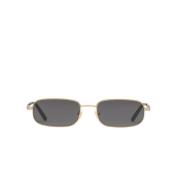 Gucci Ovala solglasögon med metallram och gråa linser Yellow, Unisex