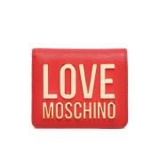 Love Moschino Dam Plånbok i konstläder med metalllogo Red, Dam