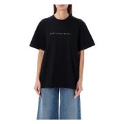 Stella McCartney Svart Strass Logga T-shirt Black, Dam