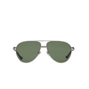 Gucci Metall Aviator Solglasögon med Gröna Linser Gray, Unisex