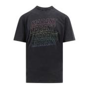 Isabel Marant Vintage Svart T-shirt med Multifärgad Logotyptryck Black...