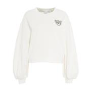 Pinko Sweatshirt med strasslogo White, Dam