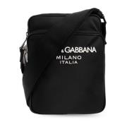 Dolce & Gabbana Axelväska med logotyp Black, Herr