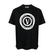Versace Jeans Couture Svarta T-shirts Polos för män Black, Herr