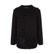 Comme des Garçons Svart Stickad Tröja med Kabeldetalj Black, Herr