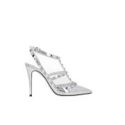 Valentino Garavani Silverklackad Slingback med Signature Studs Gray, D...