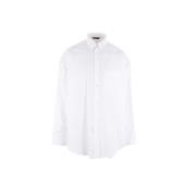 Balenciaga Vit Oversized Bomull Poplin Skjorta med Logo Print White, H...