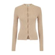 Fendi Beige Cardigan med Cut-Out Motif och FF Detail Beige, Dam