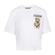Moschino Teddybjörntryck Bomull T-shirt White, Dam