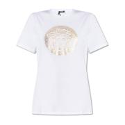 Versace T-shirt med logotyp White, Dam