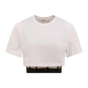 Alexander McQueen Vit Crop Fit T-shirt White, Dam