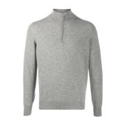 Brunello Cucinelli Lyxig halv-zip cashmere stickad tröja Gray, Herr