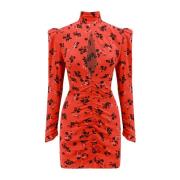 Alessandra Rich Silkesklänning med draperi Red, Dam