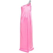 Stella McCartney Rosa Satängklänning med Kristallutsmyckning Pink, Dam