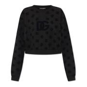 Dolce & Gabbana Sweatshirt med sammet mönster Black, Dam