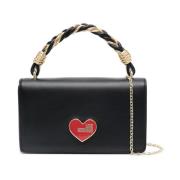 Love Moschino Svart hjärtväska med guld hardware Black, Dam