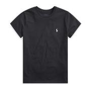 Ralph Lauren Svart bomull T-shirt med broderad ponny Black, Dam