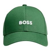 Hugo Boss Grön Twill Bomullskeps med Broderad Logotyp Green, Herr