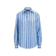 Polo Ralph Lauren Avslappnad Linneskjorta med Broderad Logotyp Blue, D...