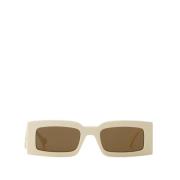 Gucci Rektangulära solglasögon i elfenben/brun Beige, Dam