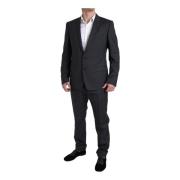 Dolce & Gabbana Slim Fit Svart 2-delat Kostym Black, Herr