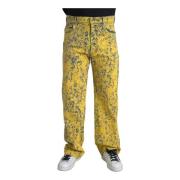 Dolce & Gabbana Gul Tie-Dye Straight Denim Jeans Yellow, Herr