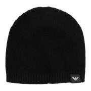 Emporio Armani Enfärgad Logo Beanie Black, Herr