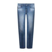 Versace Blå Bomullslogo Denim Jeans Blue, Herr