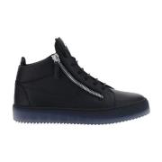 Giuseppe Zanotti Svarta Lädersneakers med Dragkedja Black, Herr