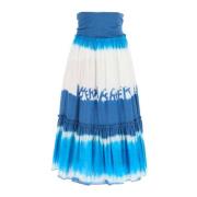Alberta Ferretti Blå Tie Dye Midi Kjol Blue, Dam