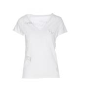 Zadig & Voltaire Vit Bomullst-shirt med Rhinestone Dekorationer White,...