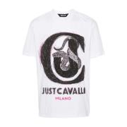 Just Cavalli Grafiska T-shirts och Polos White, Herr