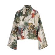 Roberto Cavalli Silkesskjorta med Jungle Print Multicolor, Dam