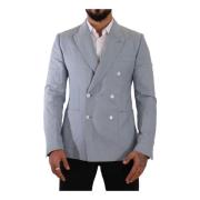 Dolce & Gabbana Slim Fit Dubbelknäppt Blazer Blue, Herr