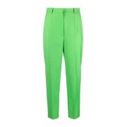 Alexander McQueen Gröna höga byxor med cropped längd Green, Dam