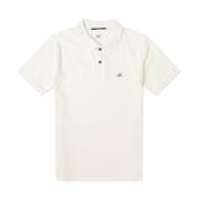 C.p. Company Stretch Pique Slim Fit Logo Polo White, Herr