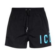 Dsquared2 Icon Kollektion Elastiska Boxershorts Badkläder - Svart Blac...