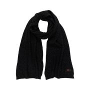 Peuterey Svart ribbstickad ull- och bomullsblandad damscarf Black, Her...