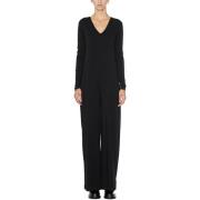 Thom Krom Bomulls V-Hals Jumpsuit Black, Dam