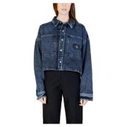 Calvin Klein Jeans Oversize Crop Jacka för Kvinnor Blue, Dam