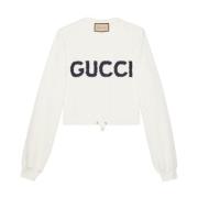 Gucci Tröja med broderad logotyp White, Dam