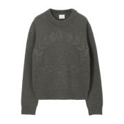 Burberry Grå Sweatshirt med Logo Print Gray, Dam