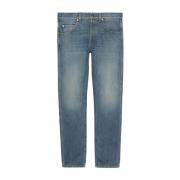 Gucci Blå Stonewashed Jeans med Tapered Ben Blue, Herr