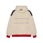 Gucci Web-stripe logopräglad hoodie Beige, Herr