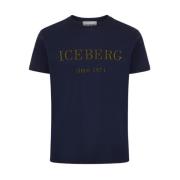 Iceberg Blå T-shirt med broderad logotyp Blue, Herr