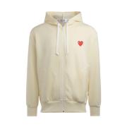 Comme des Garçons Play Ivory Hoodie med Rött Hjärta Beige, Herr