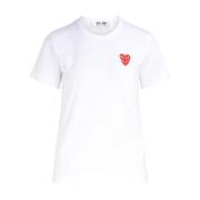 Comme des Garçons Play Vit T-shirt med överlappande hjärtan för kvinno...