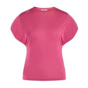 Dondup Fuchsia Jersey T-shirt med Rynkade ärmar Pink, Dam